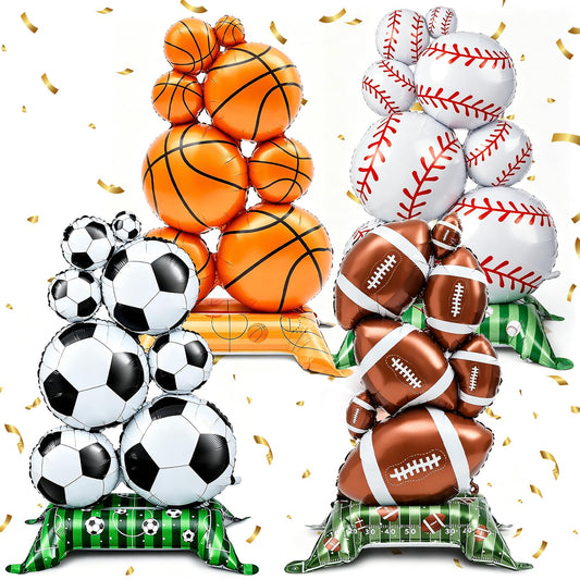 4 Pcs Sports Balloons - 59in Self Standing Foil Balloons for Party Decor