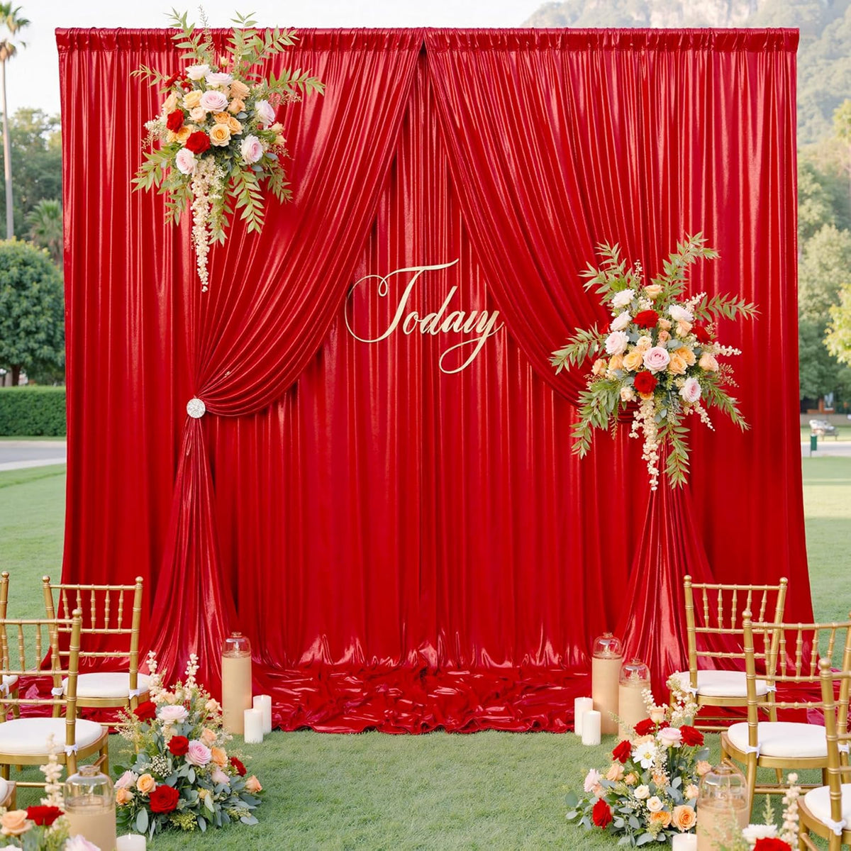20x10ft Shimmer Red Sequin Backdrop Curtain for Parties, Thick Wrinkle Free Glitter Backdrop Drapes