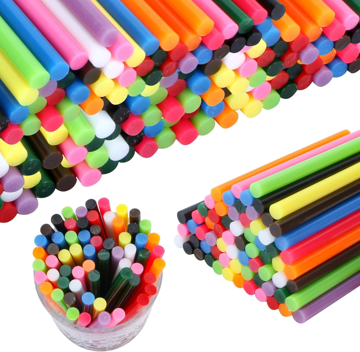 MATUFF Colored Hot Glue Sticks Mini 0.27" x 4" Most Popular 12 Colors EVA Hot Melt Adhesive Mini
