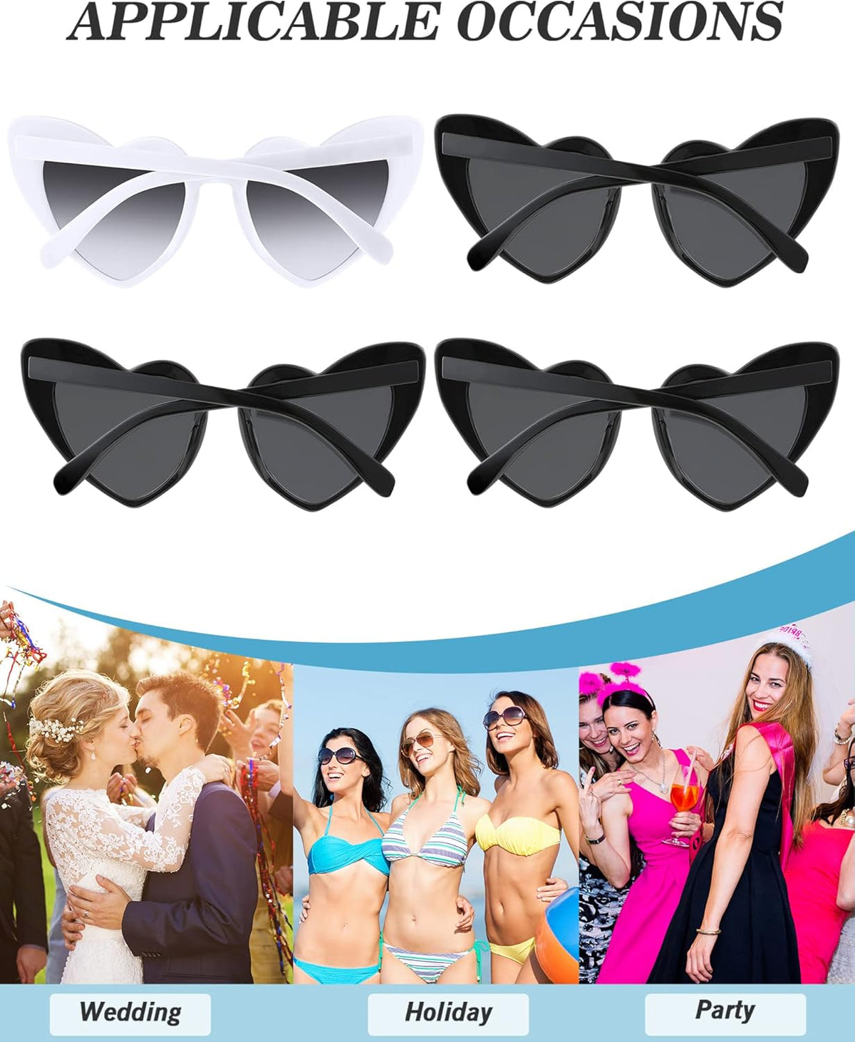 Flutesan 20 Pairs Retro Heart Sunglasses Vintage Cat Eye Heart Glasses Women Bachelorette Bride