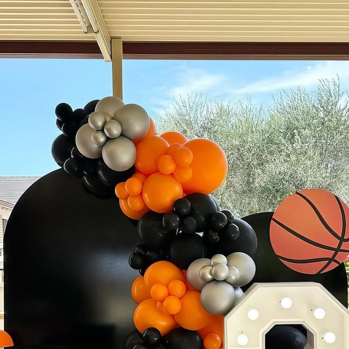 Black Orange Silver Balloons, 50pcs Black Orange Balloons, Metallic Silver Matte Orange Black