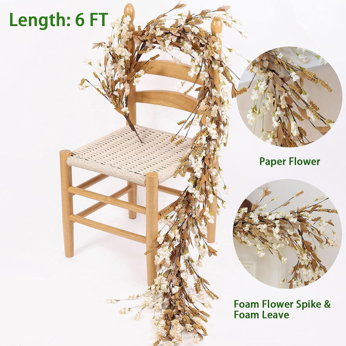 Mizii Fall Garland Artificial Flower Garlands 6 Feet Fake Wildflower Floral Garland Hanging Vines