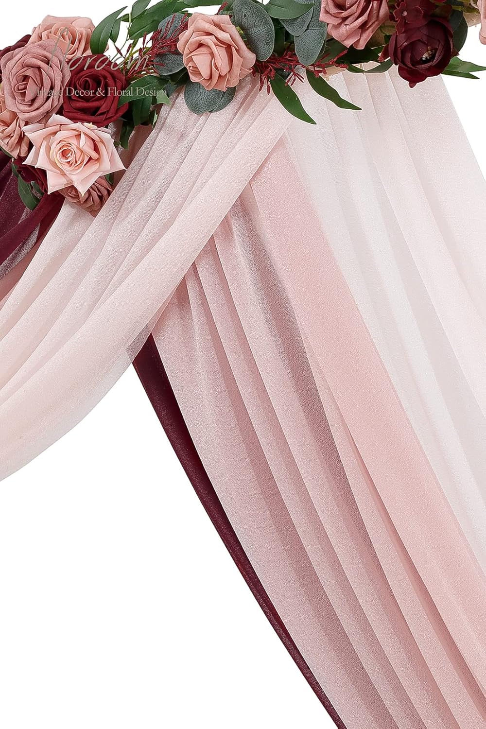 Floroom Wedding Arch Draping Fabric 3 Panels 20Ft Chiffon Fabric Drapes Arbor Drapery Wedding