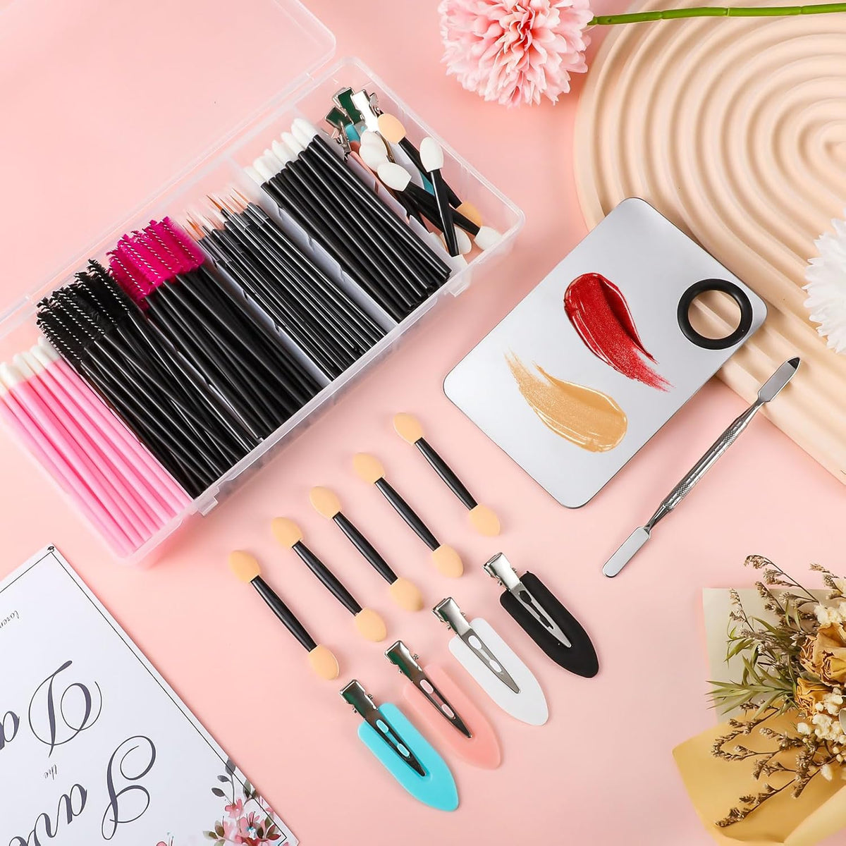Disposable Makeup Applicators Tools Kit, 100 Mascara Wands 100 Lipstick Applicators 50 Disposable