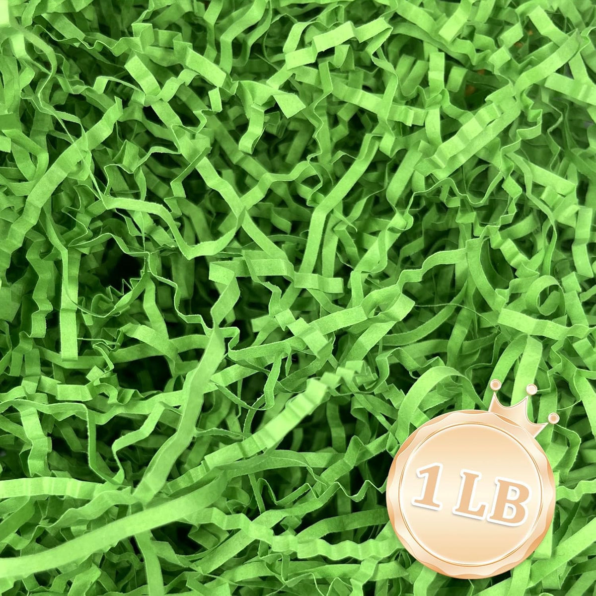 1 LB Parrot Green Crinkle Cut Paper Shred Filler Great for Gift Wrapping, Parrot Green Basket