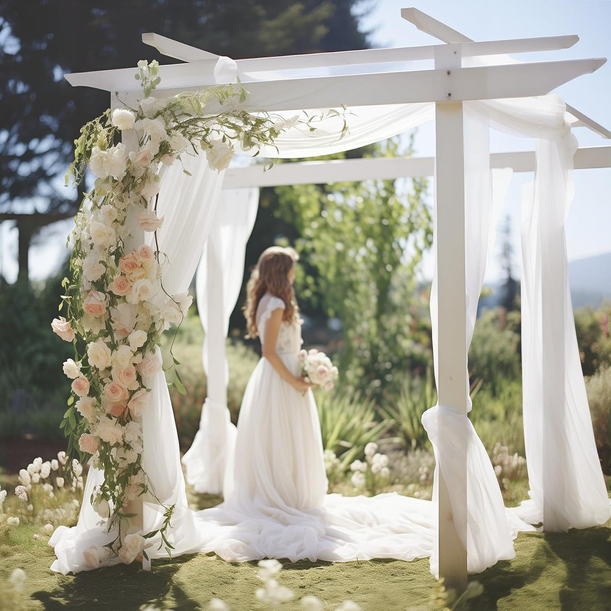 Wedding Arch Draping Fabric 1 Panel 30" X 20FT Sheer Arch Drapes Fabric White Backdrop Curtains for