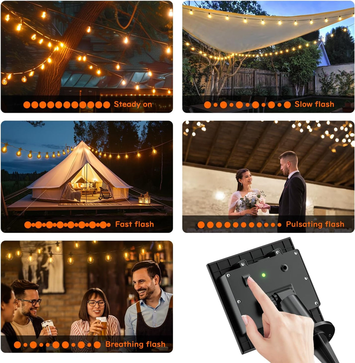Kawaya Outdoor String Lights, LED Patio Light, Shatterproof Edison Globe Bulbs - IP65 Waterproof