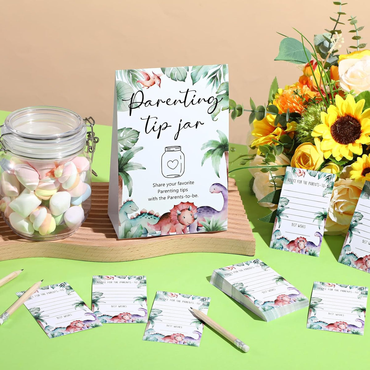 Roowest Baby Shower to Baby Advice Cards for New Parents to Be - Tip Jar Sign for New Parents 60