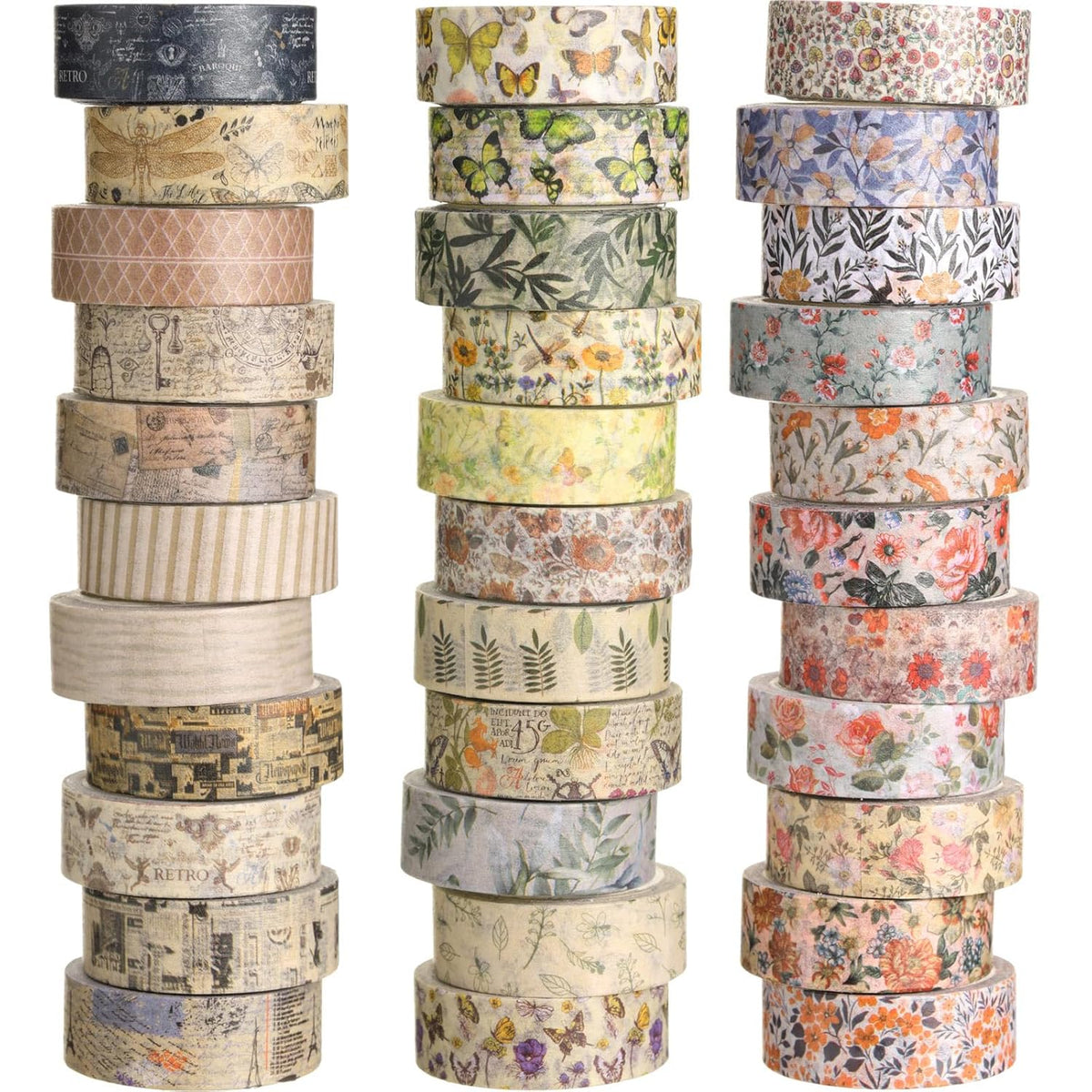 TaoBary 33 Rolls Holiday Plaid Washi Tape, 15 mm Seasonal Washi Tape Set Bohemian Colorful Vintage