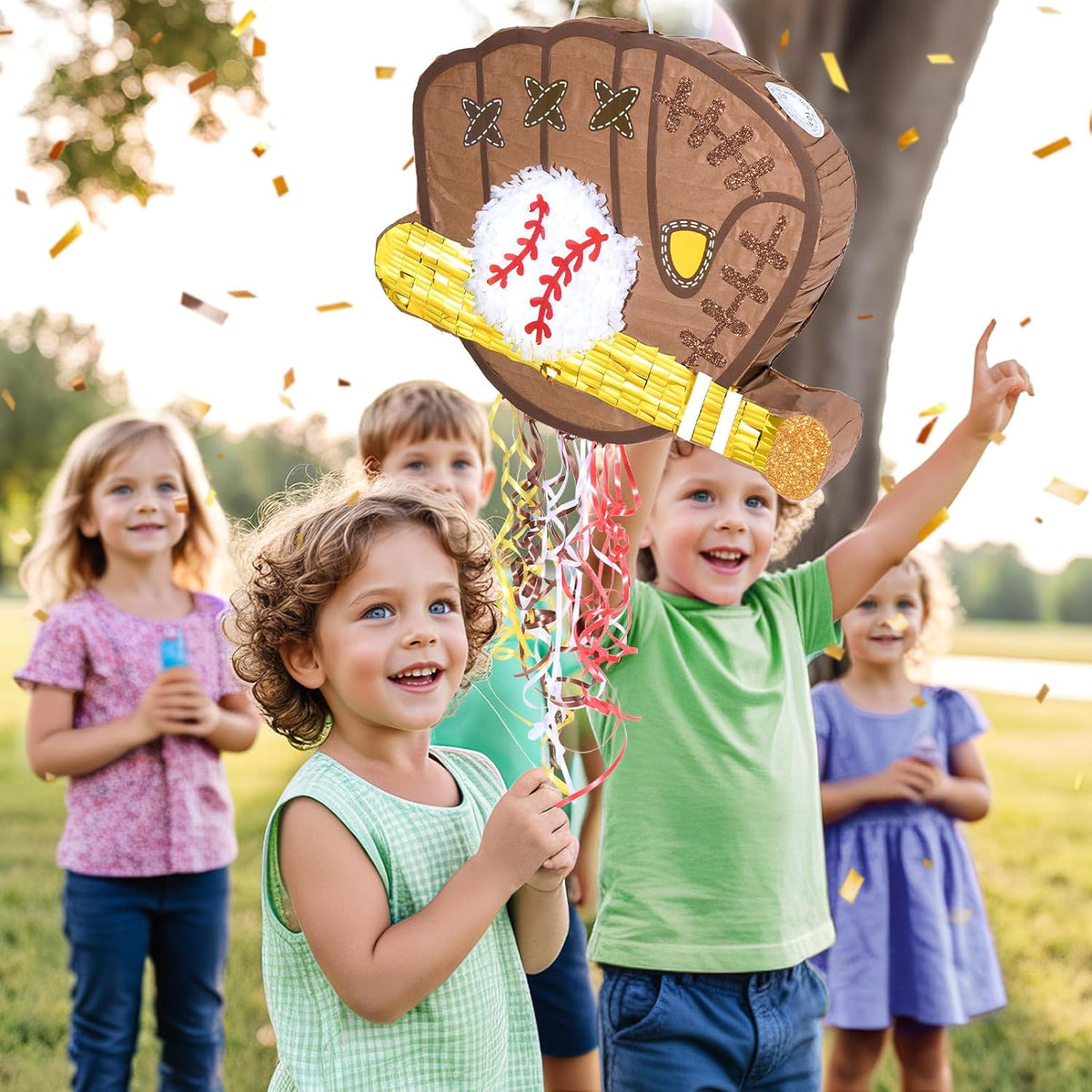 WERNNSAI Baseball Piñata - Baseball Piñata Bundle with Blindfold and Bat Sports Birthday Party
