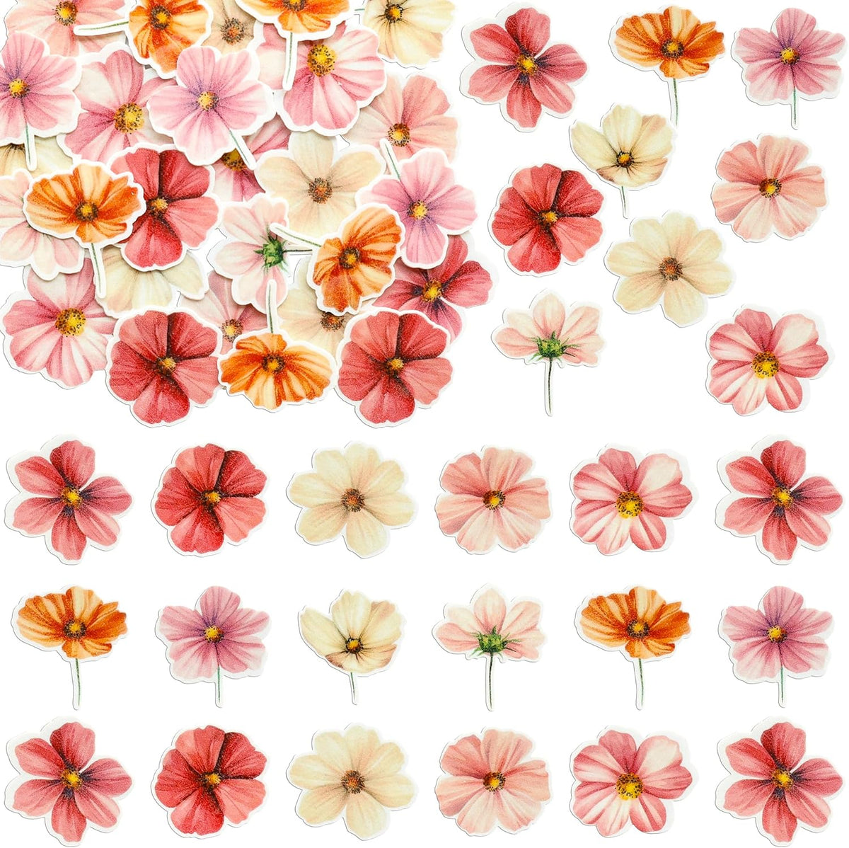 Ephlyn 50Pcs Edible Flower Cupcake Toppers Wafer Paper Spring Bridal Engagement Baby Shower
