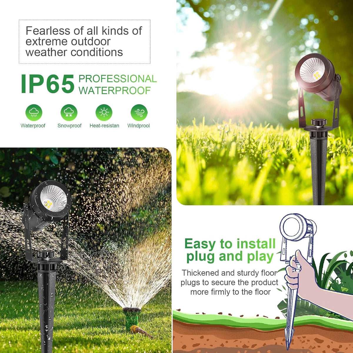2 Pack Extendable Outdoor Landscape Lights, 12V Low Voltage Landscape Lighting IP65 Waterproof