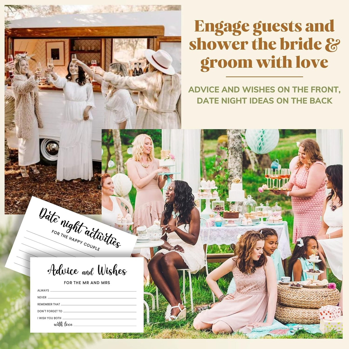 Advice And Wishes For The Mr And Mrs - Wedding Advice Cards For Bridal Shower Decorations, Date