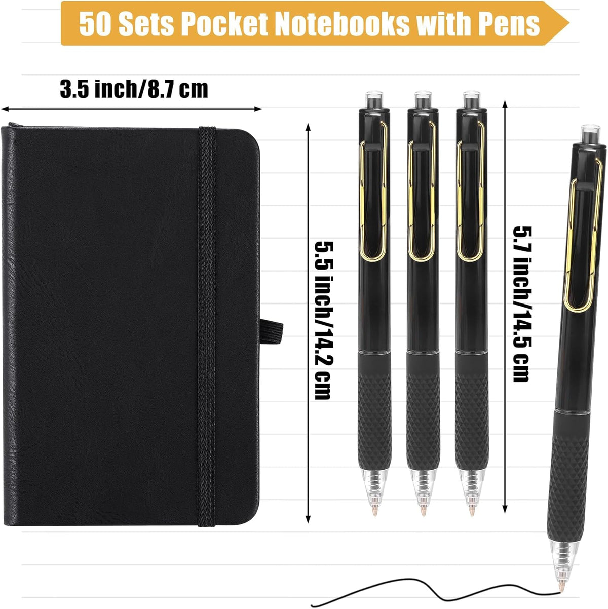 Aodaer 50 Sets Pocket Notebook Journal with Pens, 160 Pages, 3.5 x 5.5 Inch Mini Lined Journal