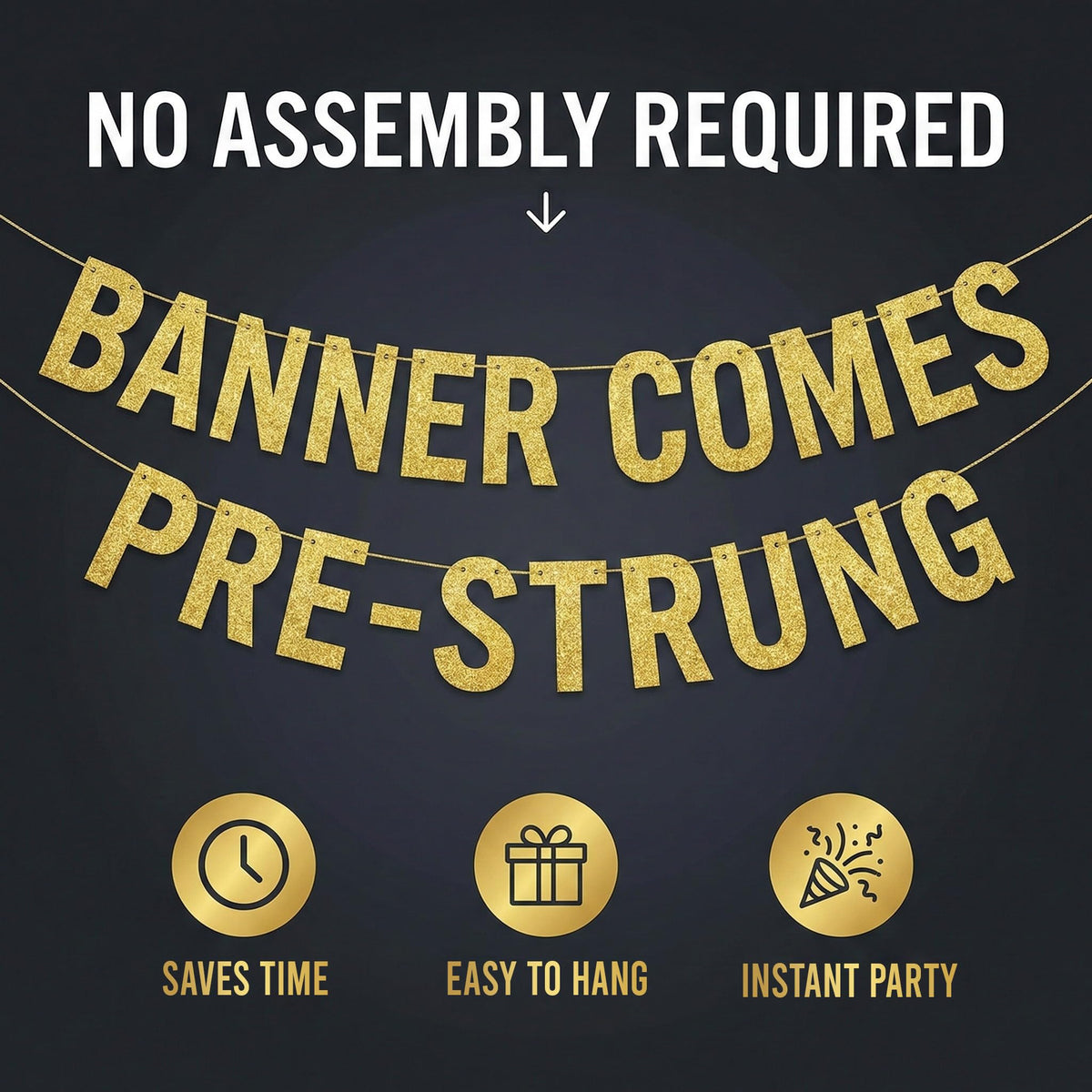 Pre-Strung You Worked Your Whole Life For This Party Gold Glitter Banner - Funny Retirement