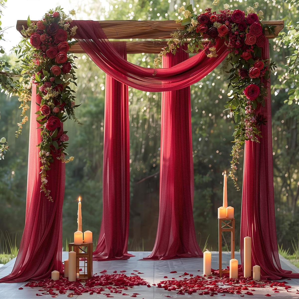 Burgundy Wedding Arch Draping Fabric 1 Panel 30'' x 20FT Burgundy Drapes Sheer Fabric Backdrop