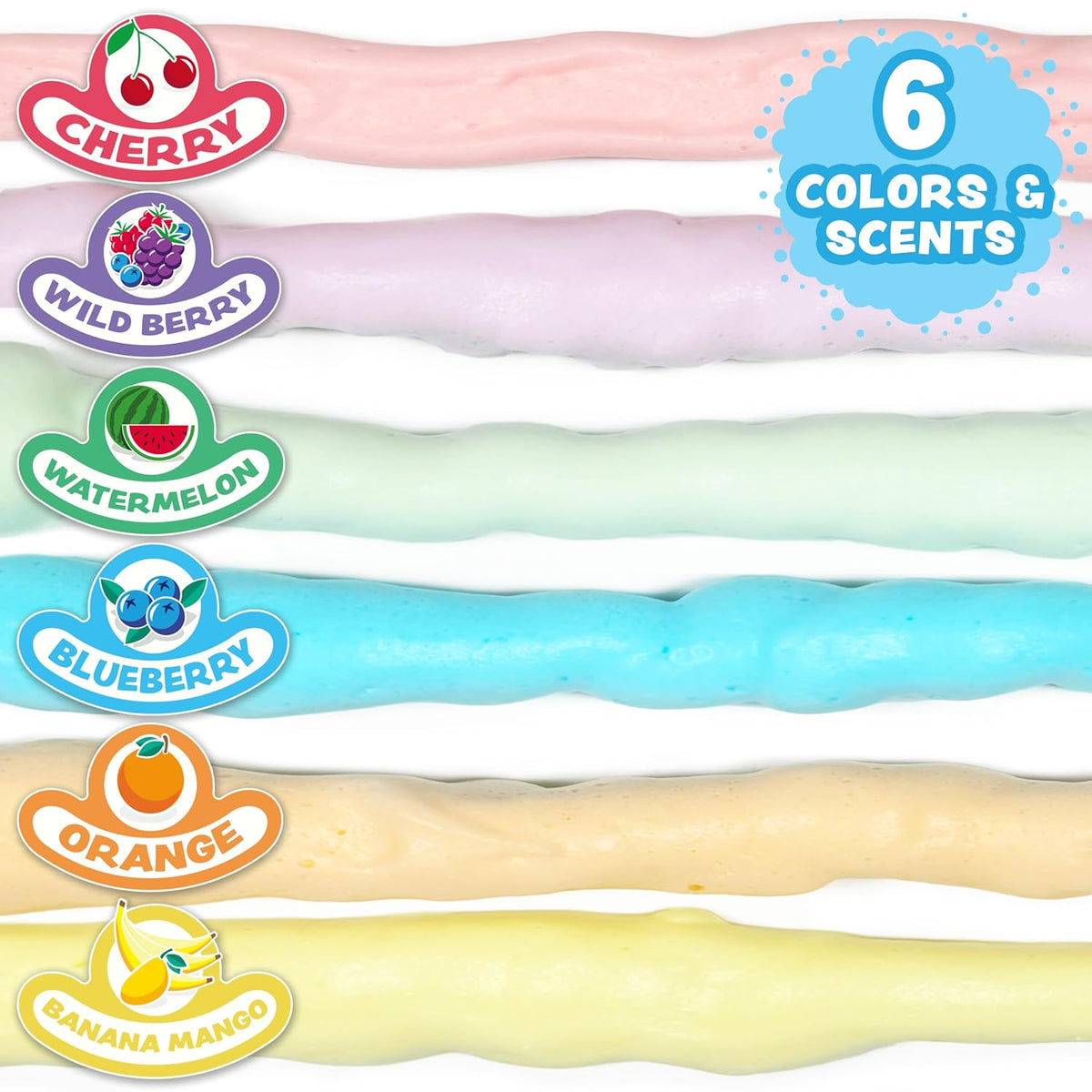 Tub Works® Fluffy Foam Soap, Variety 6 Pack | Shape, Mold & Create Bath Art with Soft Bath Foam for