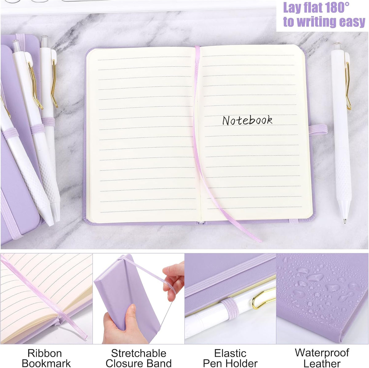 Aodaer 50 Sets Pocket Notebook Journal with Pens, 160 Pages, 3.5 x 5.5 Inch Mini Lined Journal
