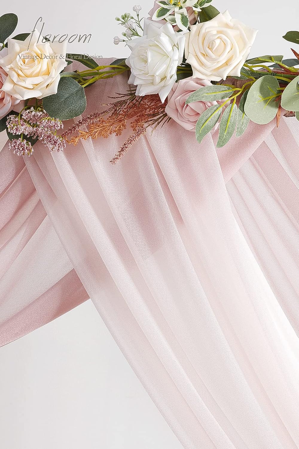 Floroom Wedding Arch Draping Fabric 3 Panels 20Ft Chiffon Fabric Drapes Arbor Drapery Wedding