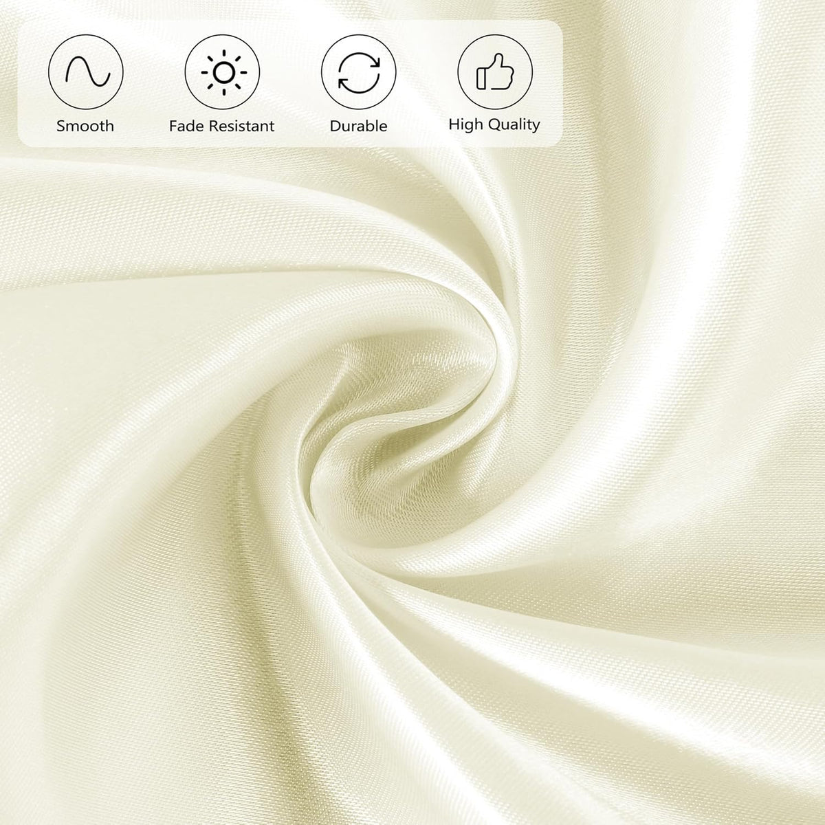 Ruisita 120 Inches Round Satin Tablecloths Ivory Overlay Round Satin Table Cover Bright Silk Smooth