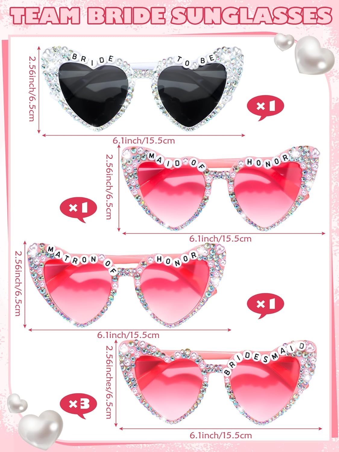 6 Pcs Bride Sunglasses Bachelorette Sunglasses Party Favors for Bridesmaids for Wedding Party Bride