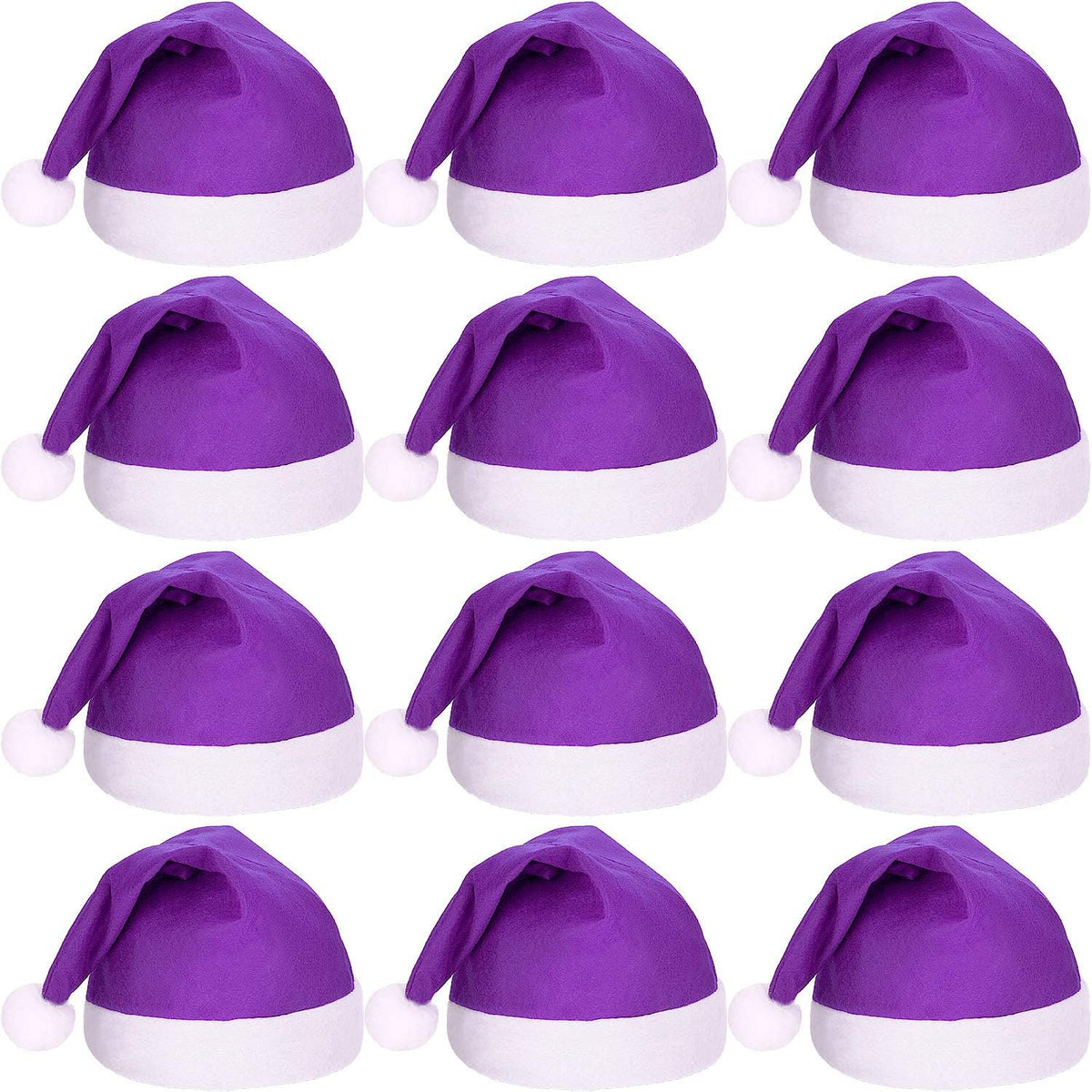 SATINIOR 12 Pieces Santa Hats Christmas Non Woven Fabric Hat for Holidays Xmas Party Supplies