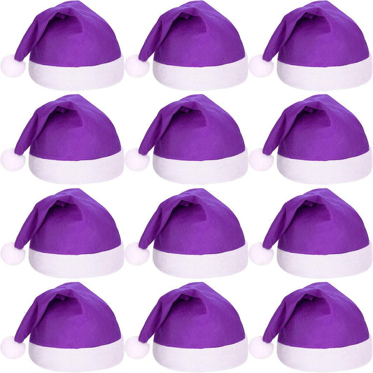 SATINIOR 12 Pieces Santa Hats Christmas Non Woven Fabric Hat for Holidays Xmas Party Supplies