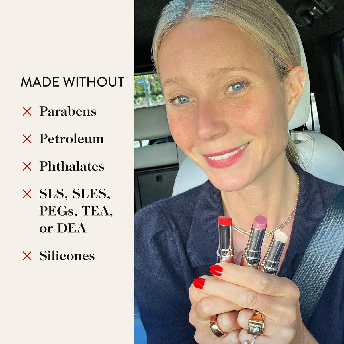 goop Beauty Lip Balm Trio | Clean Moisturizer for Chapped, Cracked & Dry Lips | Clear, Peony, &