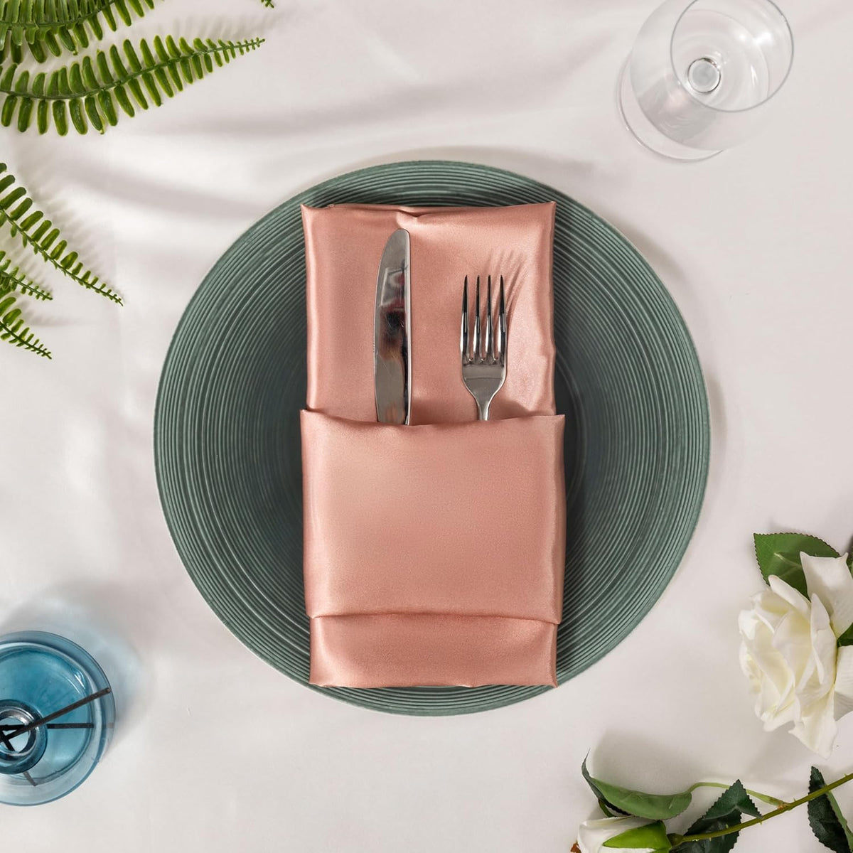 36 Pack Square Satin Dinner Napkins, 16x16 Inches Silky Soft Smooth Table Cloth Napkins for