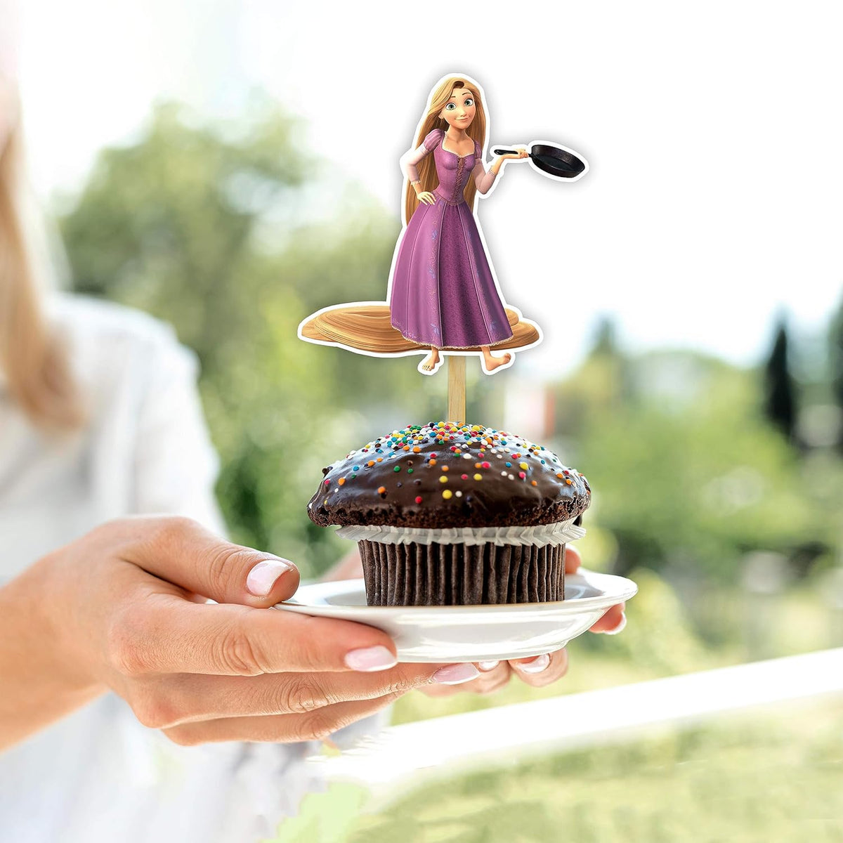 "Rapunzl Cupcake Toppers – Princess Fairy Tale Theme Birthday Party Supplies – Magical Cupcake