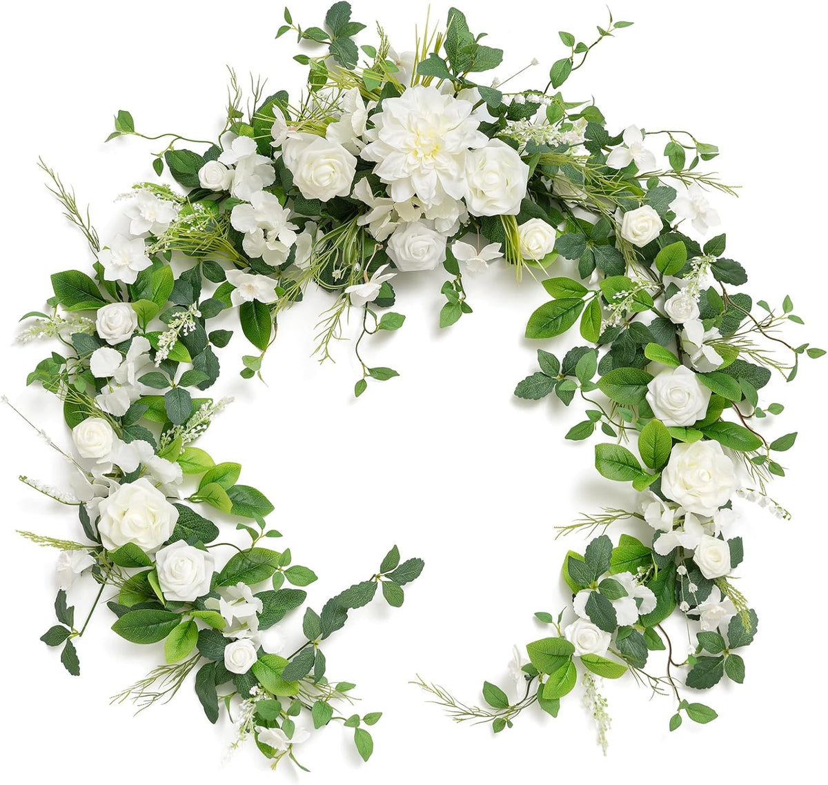 Ling's moment Flower Garland - 6FT Eucalyptus & Rose - Sweetheart Table Decor for Wedding