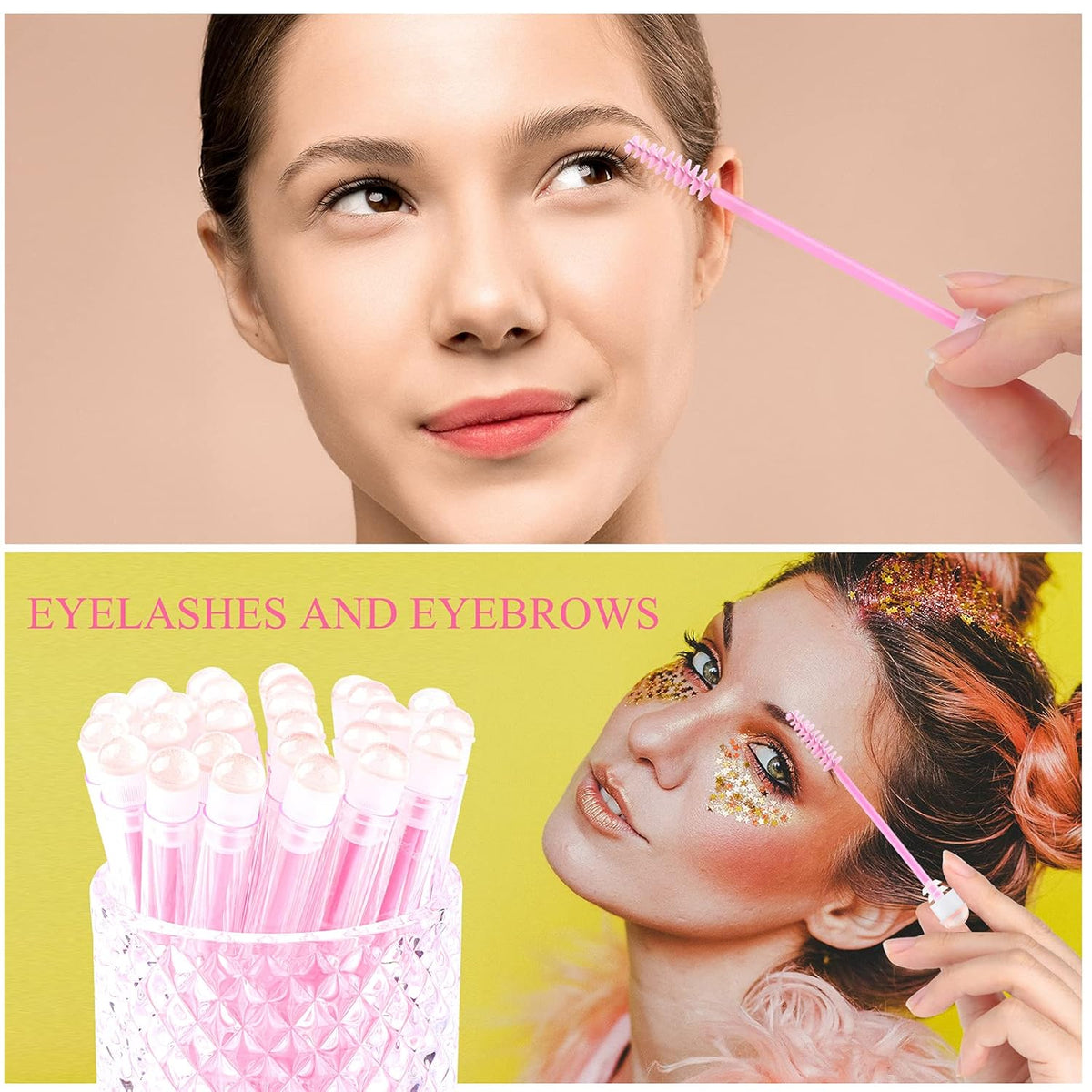 50pcs Eyelash brush Lash Wand Makeup tool Eyelash Extension supplies Cleaning brush Diamond Mascara