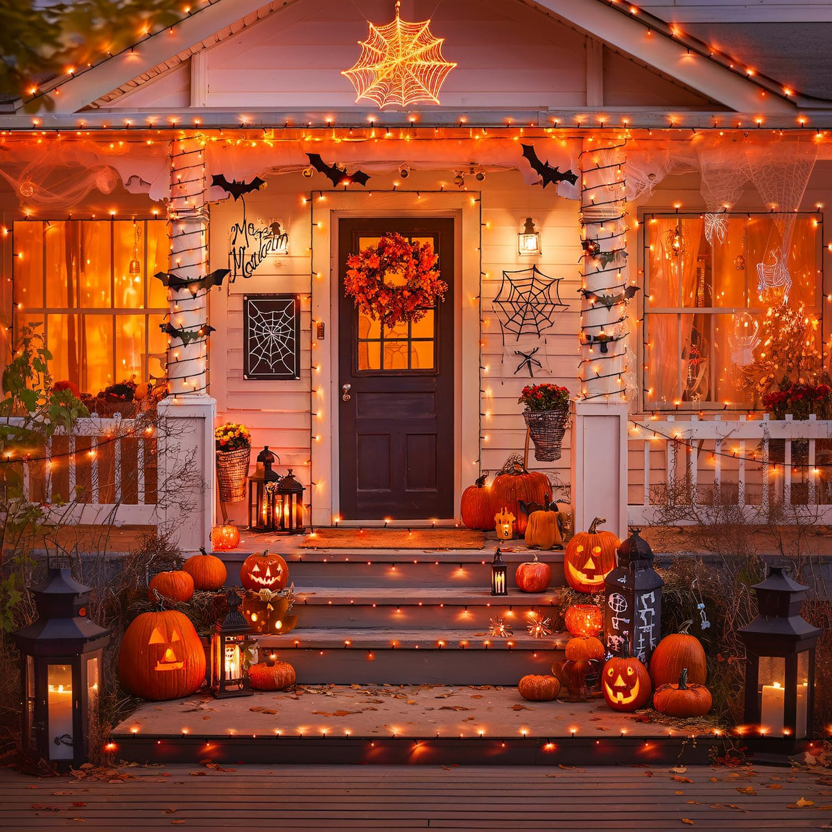 JMEXSUSS 2 Pack Orange Halloween Lights: 100 LED 33ft Solar Halloween Lights Outdoor Waterproof - 8