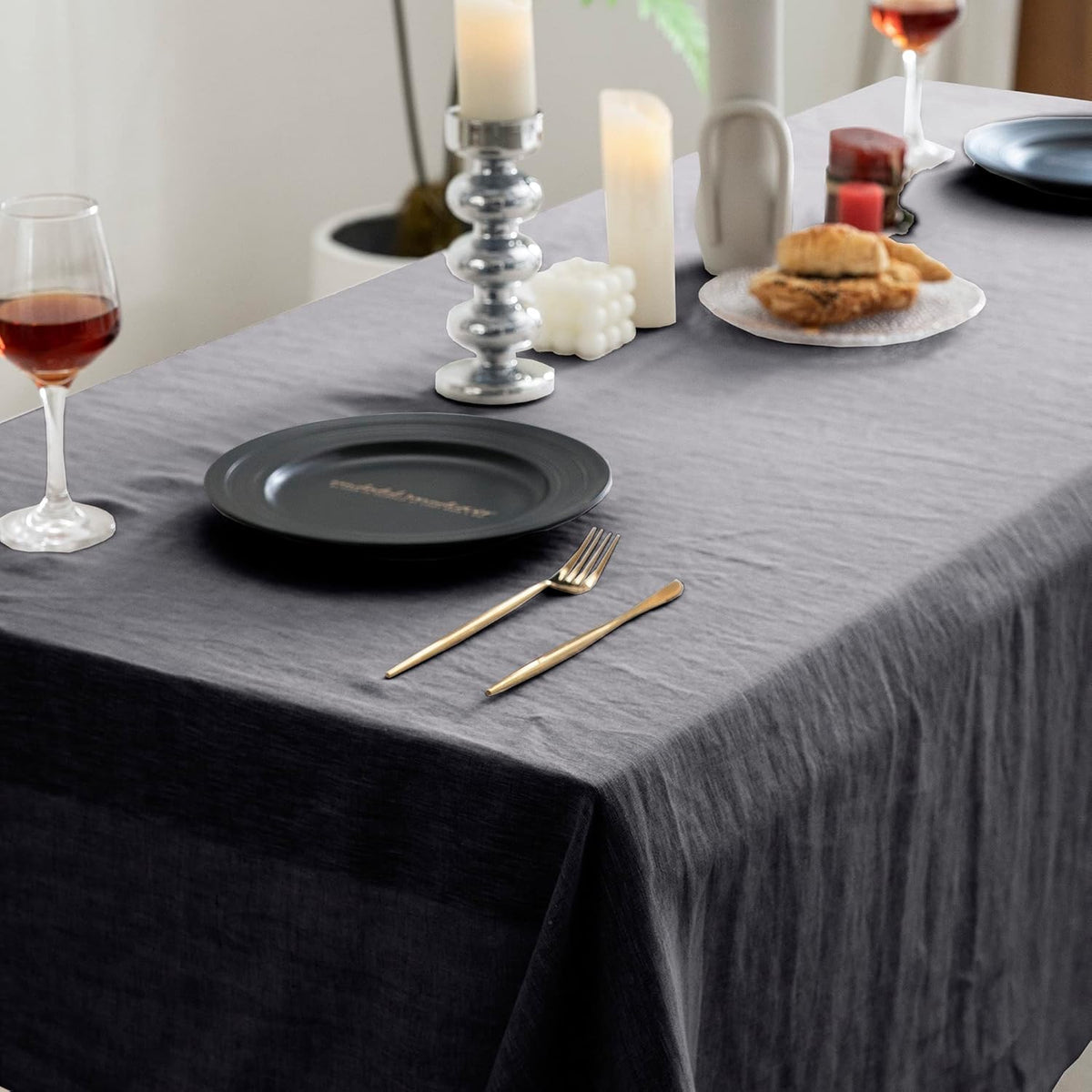 EVERLY 100% Pure Linen Rectangle Tablecloths 60x120Inches for Dining,Buffet