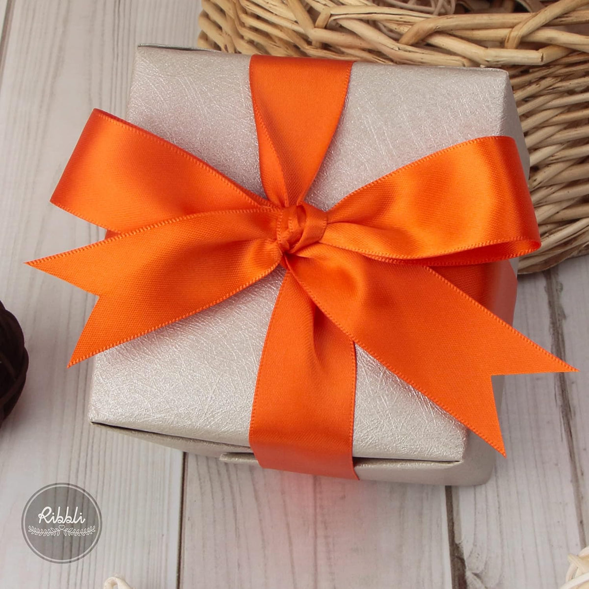 Ribbli Torrid Orange Double Faced Satin Ribbon,1” x Continuous 25 Yards,Use for Craft Bows Bouquet