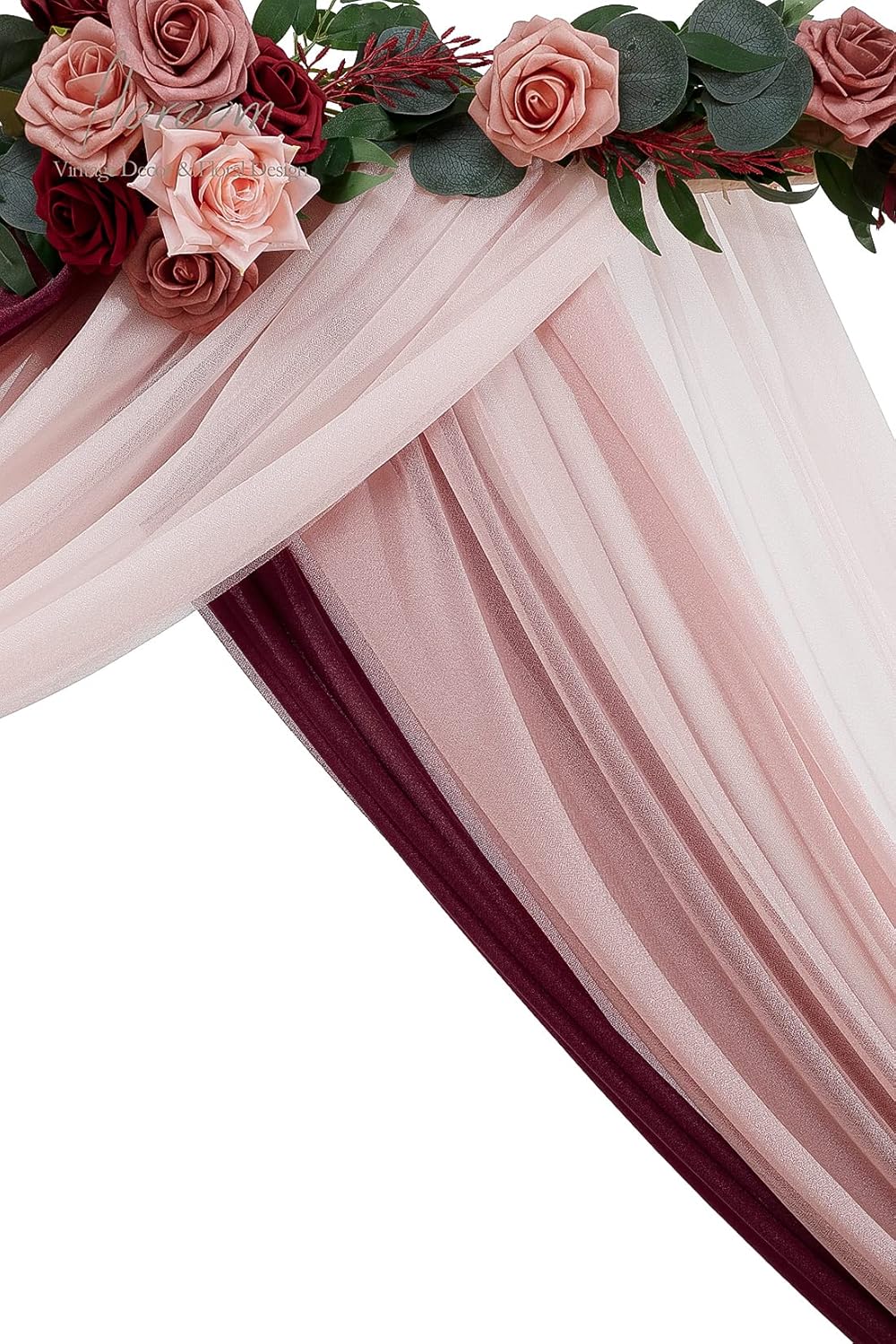 Floroom Wedding Arch Draping Fabric 3 Panels 20Ft Chiffon Fabric Drapes Arbor Drapery Wedding