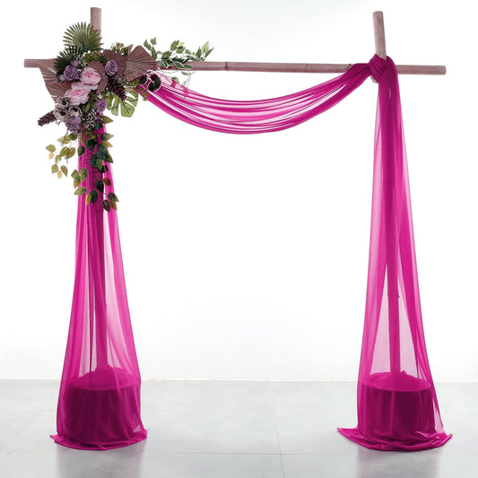 VDS Pack of 3 Panel (30 Inch X 20 Feet) Wedding Arch Draping Fabric Sheer Chiffon Fabric Drapery