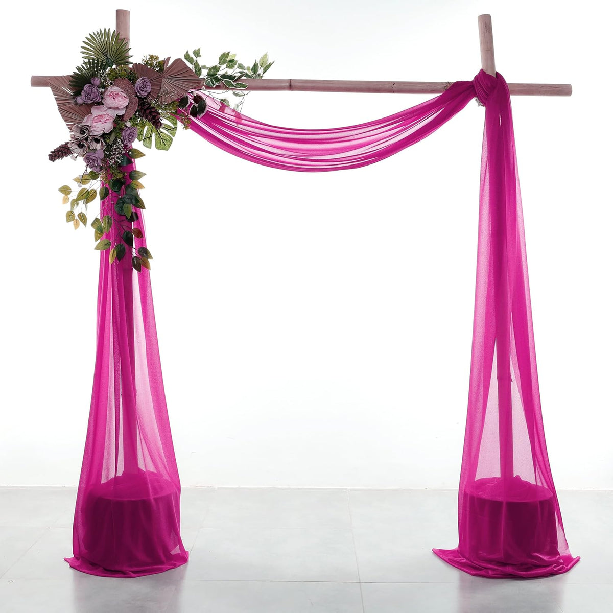 VDS Pack of 4 Panel (30 Inch X 20 Feet) Wedding Arch Draping Fabric Sheer Chiffon Fabric Drapery