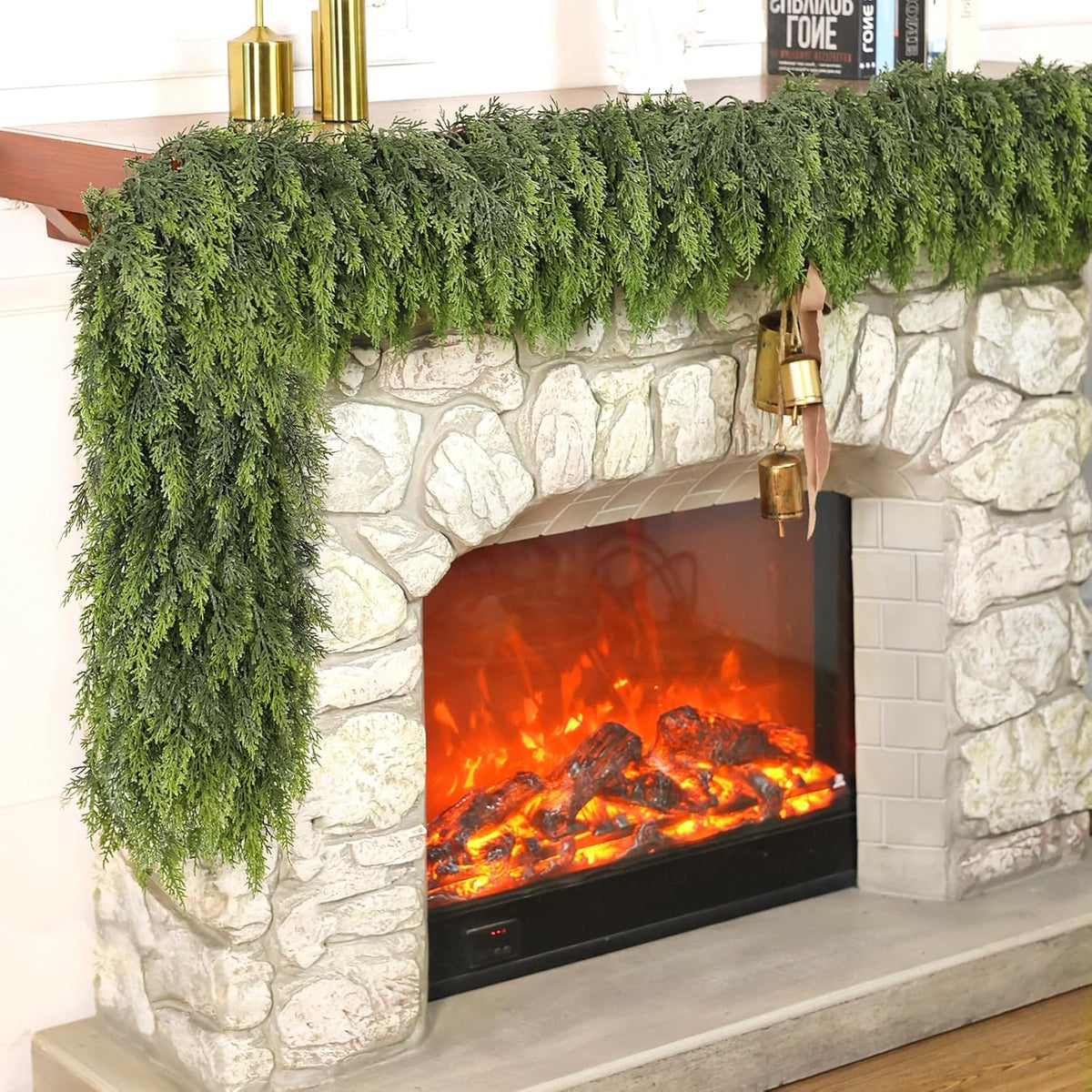 Real Touch Cedar Garland - Artificial Christmas Garlands Faux Green Cedar Fake Pine Needles Garland