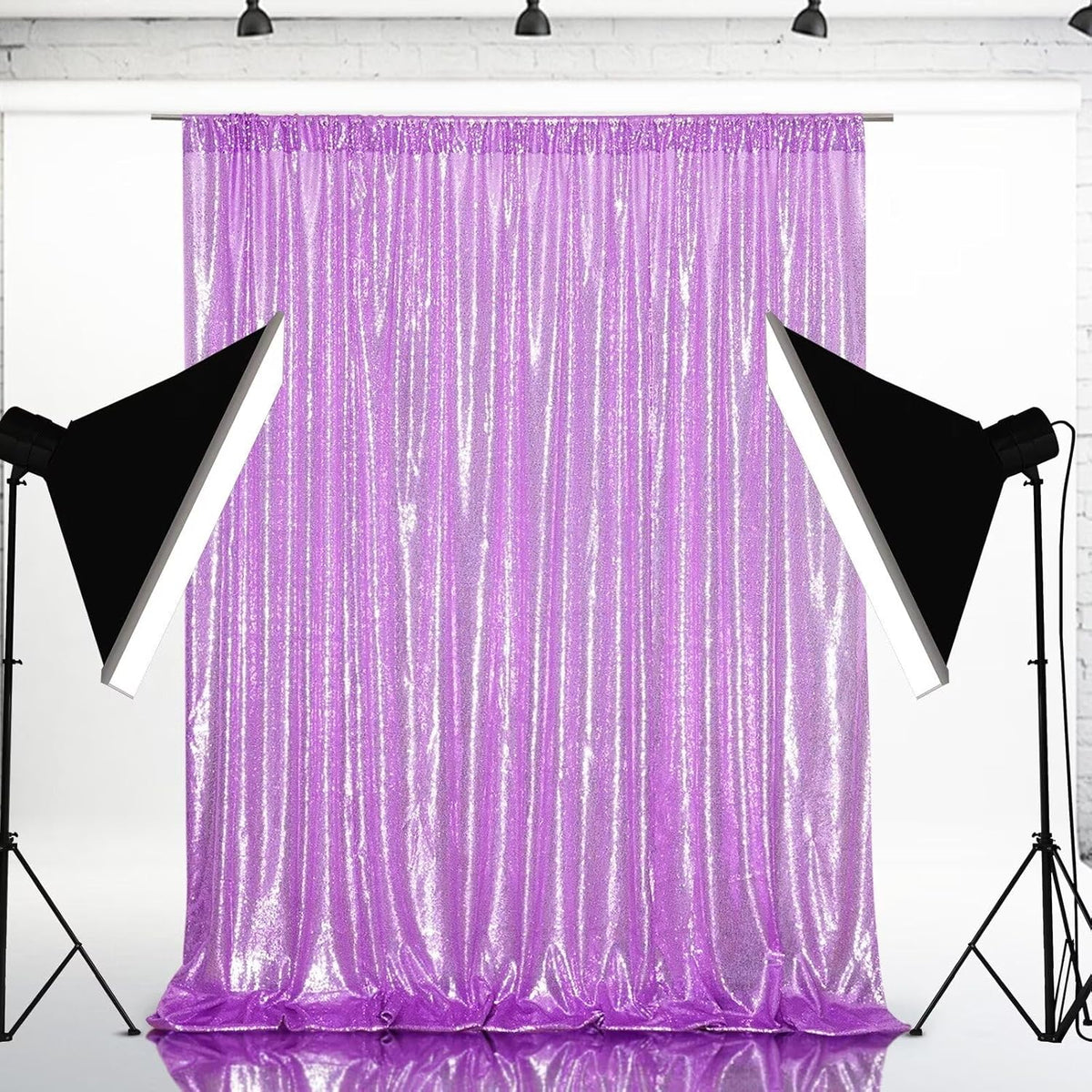 Eternal Beauty Lavender Sequin Backdrop, 8x10 Ft Glitter Background Curtains for Shimmer