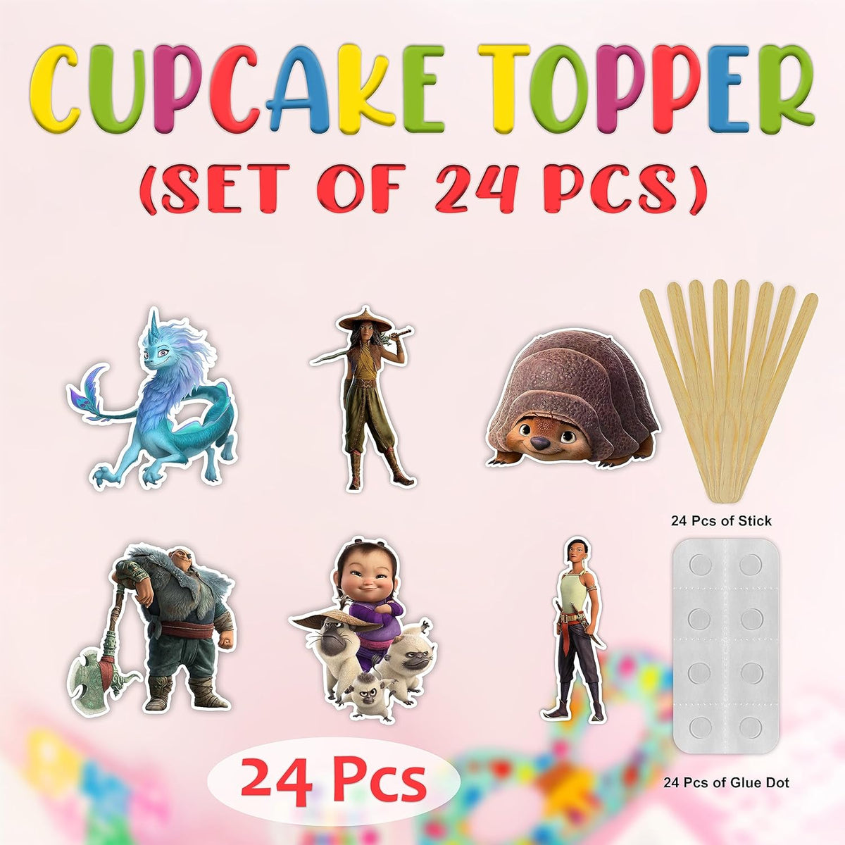 "Raya and the Last Dragn Cupcake Topper – Princess and Fantasy-Themed Party Decoration – Colorful