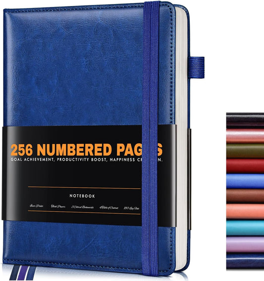 Lined Journal Notebook for Women Men, 256 Numbered Pages Hardcover Leather Journals for Writing, A5