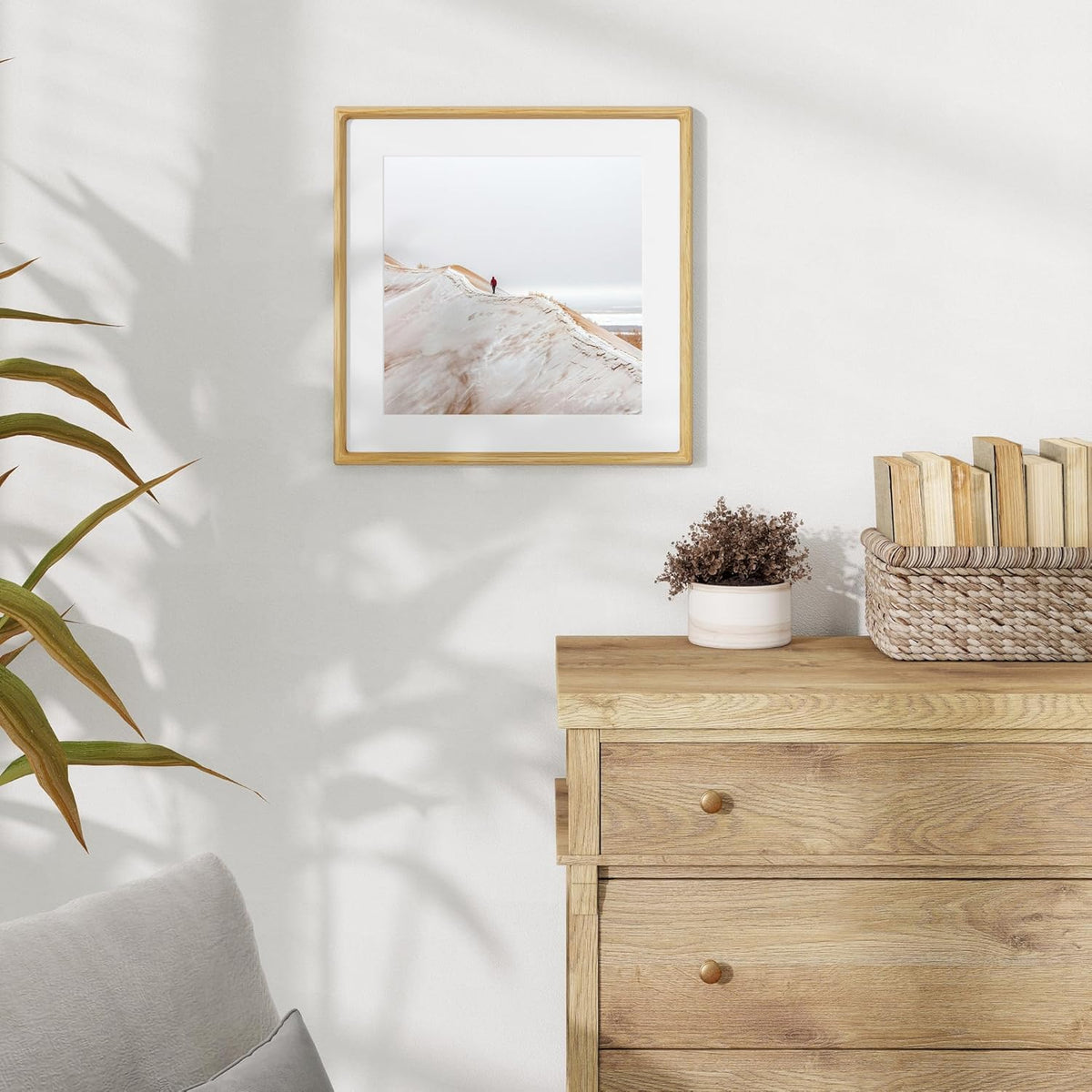 16x16 Picture Frame USA-Sourced Natural White Oak Wood Solid Original Wood Photo Frame Rounded