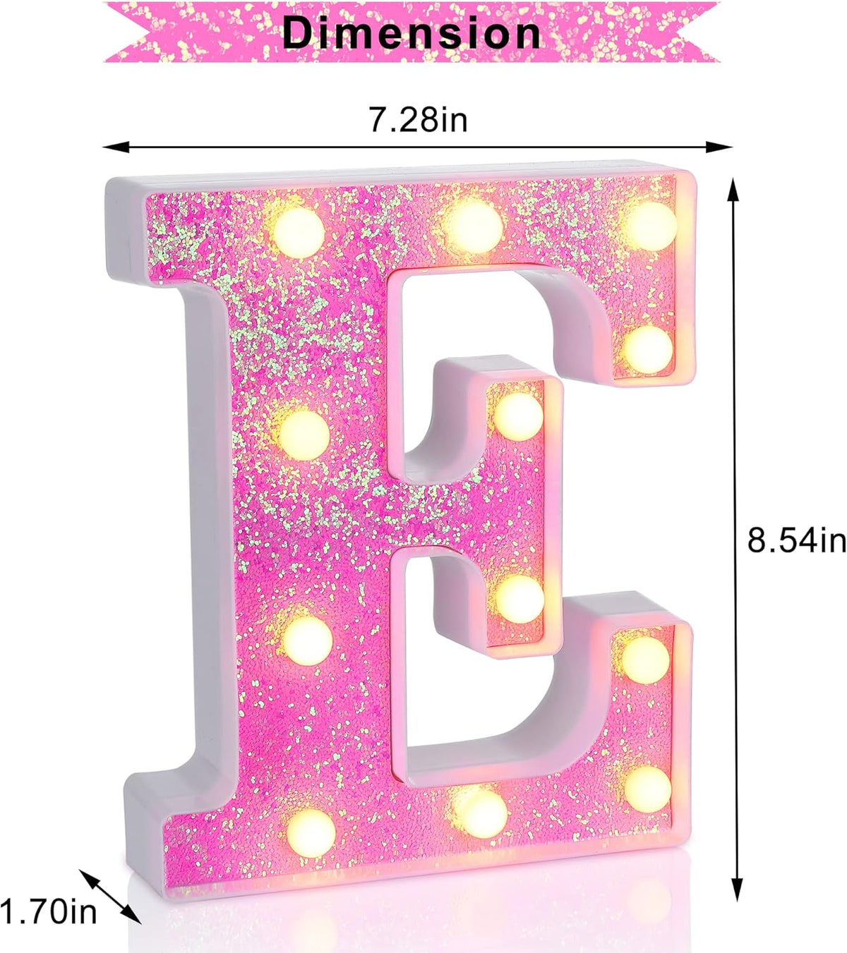 Foaky Pink Light up Letters，Pink Party Decorations,Girls Room Decor,Glitter Light Up