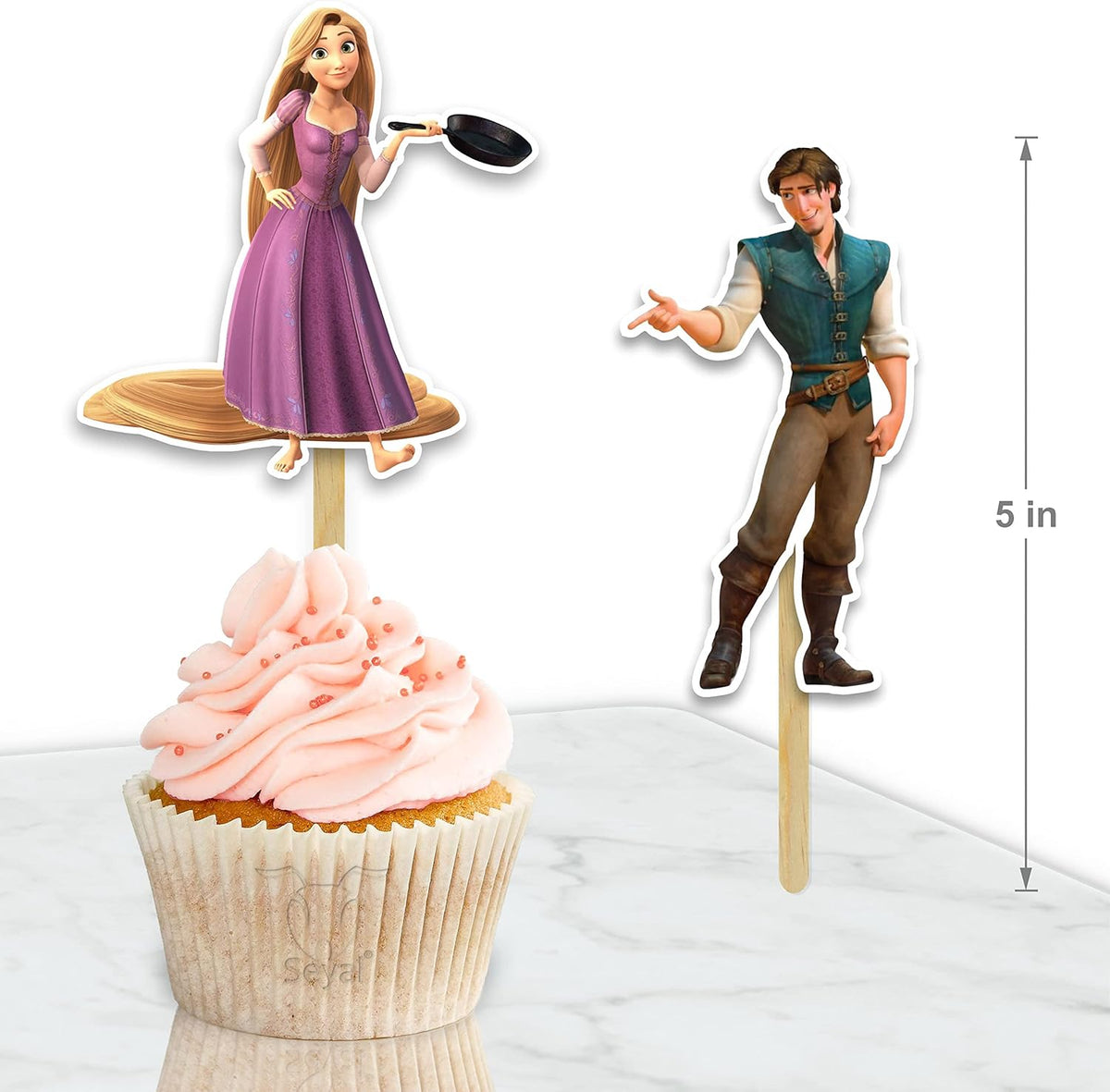 "Rapunzl Cupcake Toppers – Princess Fairy Tale Theme Birthday Party Supplies – Magical Cupcake