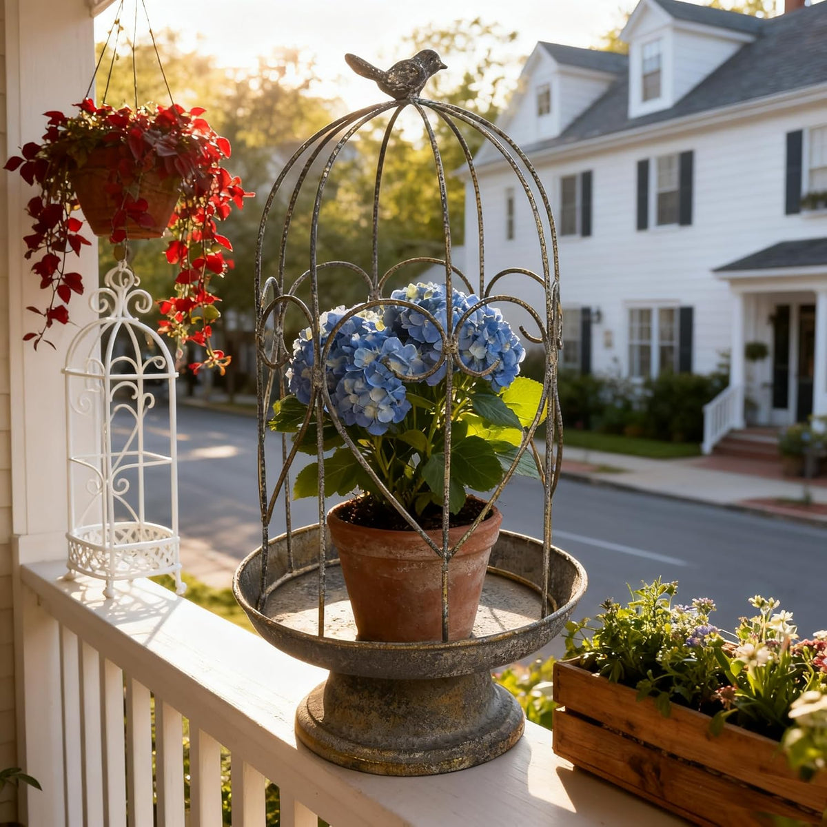 Rustic Farmhouse Metal Planter Holder Vintage Birdcage Candle Holder Distressed Deractive Flower