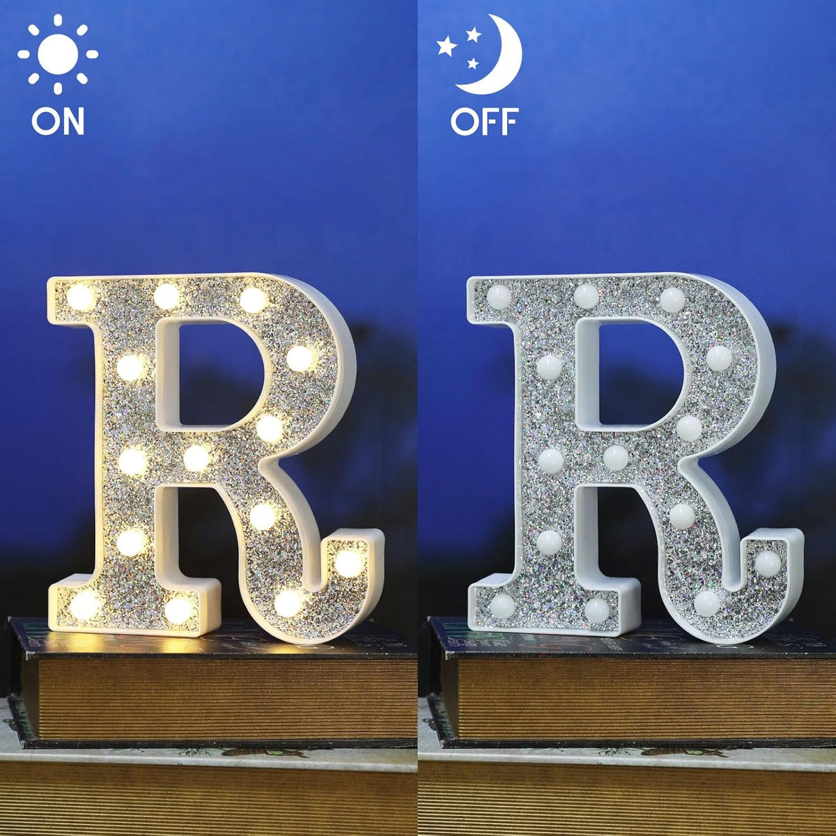 NW LIGHT Light-Up Letters, Marquee Alphabet & Number Letters for Table Decor, Glitter Light Up