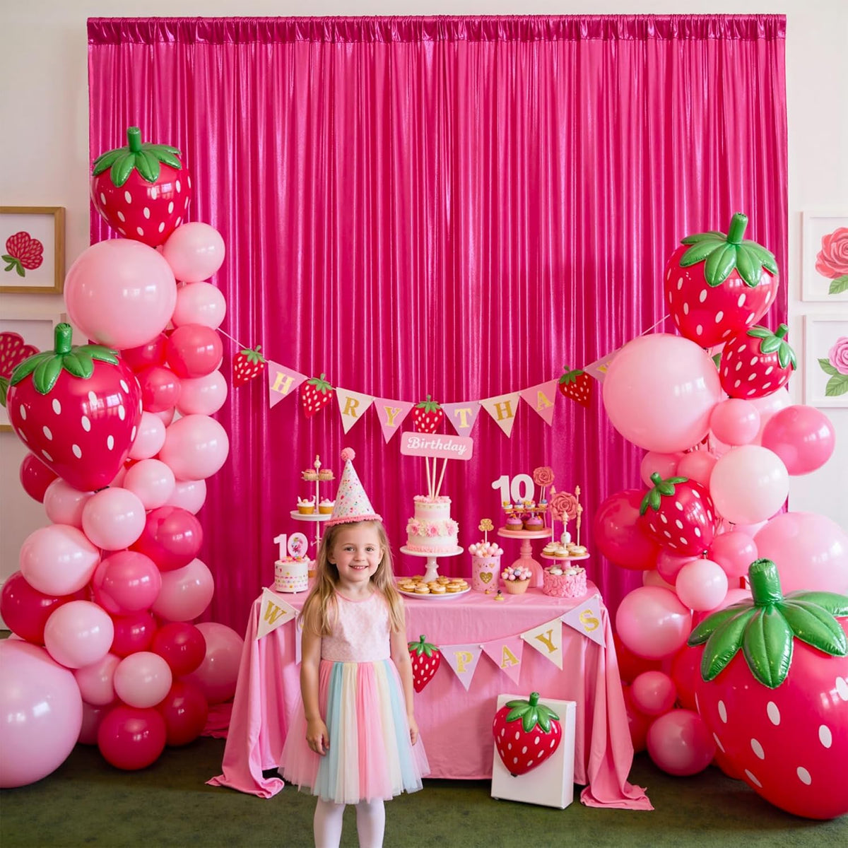 gogoparti 20x10FT Hot Pink Sequin Backdrop Curtain - 4 Panels of 5x10FT Wrinkle-Free Glitter Drapes