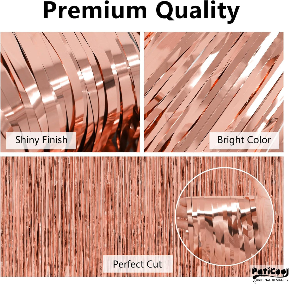 Rose Gold Birthday Decorations for Women Girls - Thicken 4 Pack 3.2 x 8.2 FT - Rose Gold Foil