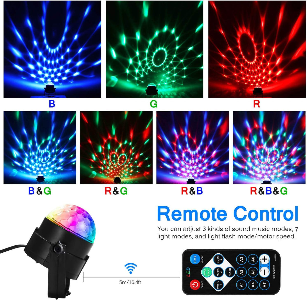 Party Disco Ball Dj Dance Lights Disco Strobe Rave Sound Activated Projector Effect Stage Light